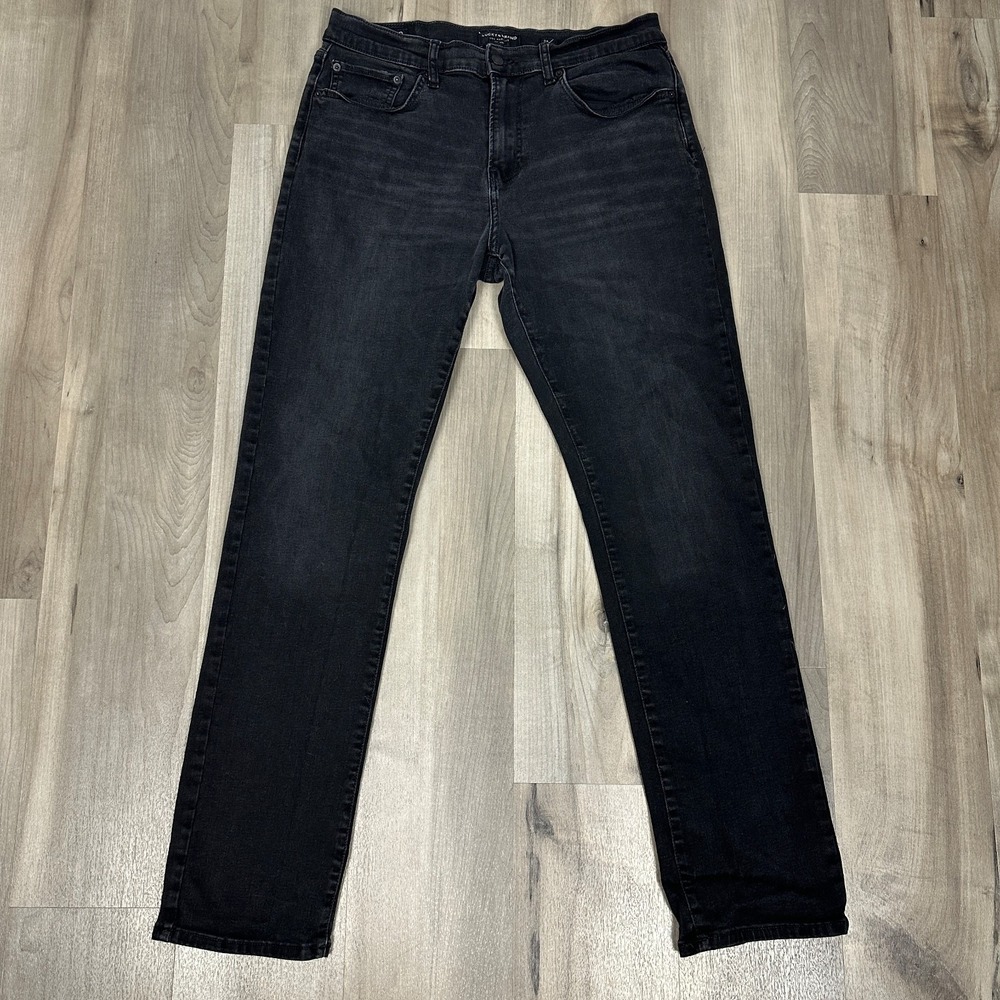 Lucky Brand 410 Athletic Straight Jeans Mens 34x34 Black Faded Stretch Denim